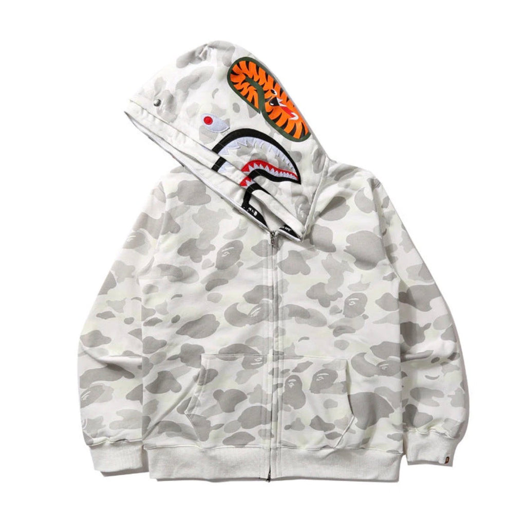 Bathing Ape Hoodie Luminous
Camouflage Spotted Shark
Double Hooded Zip Sweater