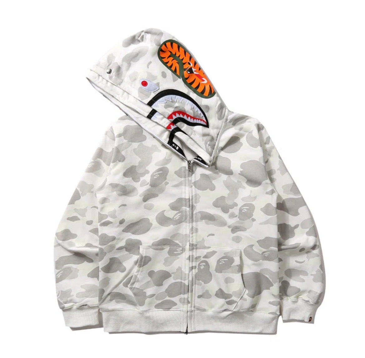 Bathing Ape Hoodie Luminous
Camouflage Spotted Shark
Double Hooded Zip Sweater