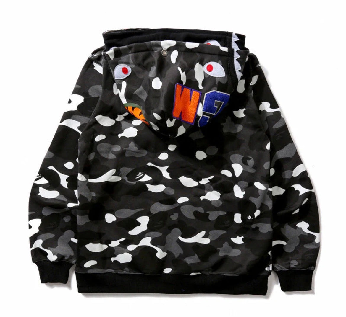 Bathing Ape Hoodie Luminous
Camouflage Spotted Shark
Double Hooded Zip Sweater
